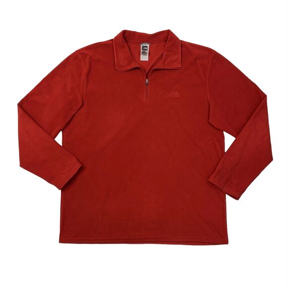 The North Face Sweater Mens XL Extra Large Cardinal Red Fleece Lined Quarter Zip - Picture 1 of 11